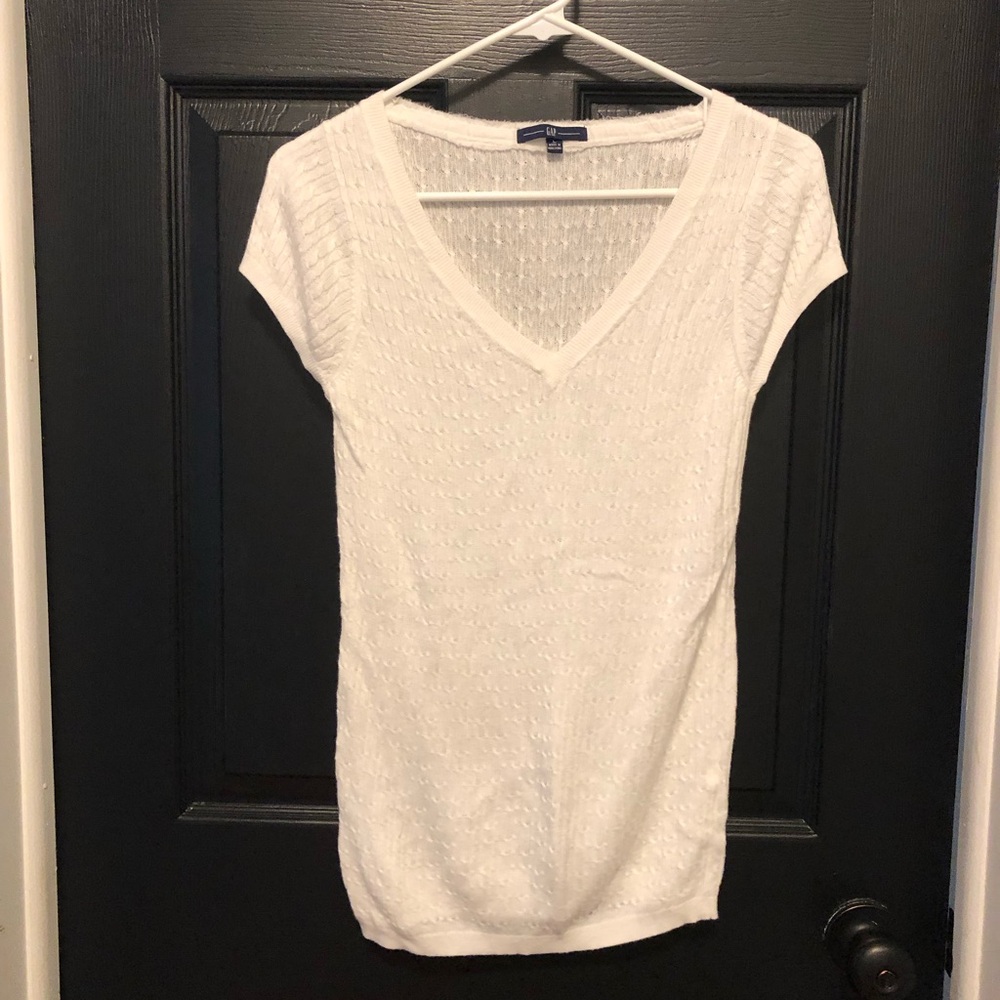 White Gap sweater